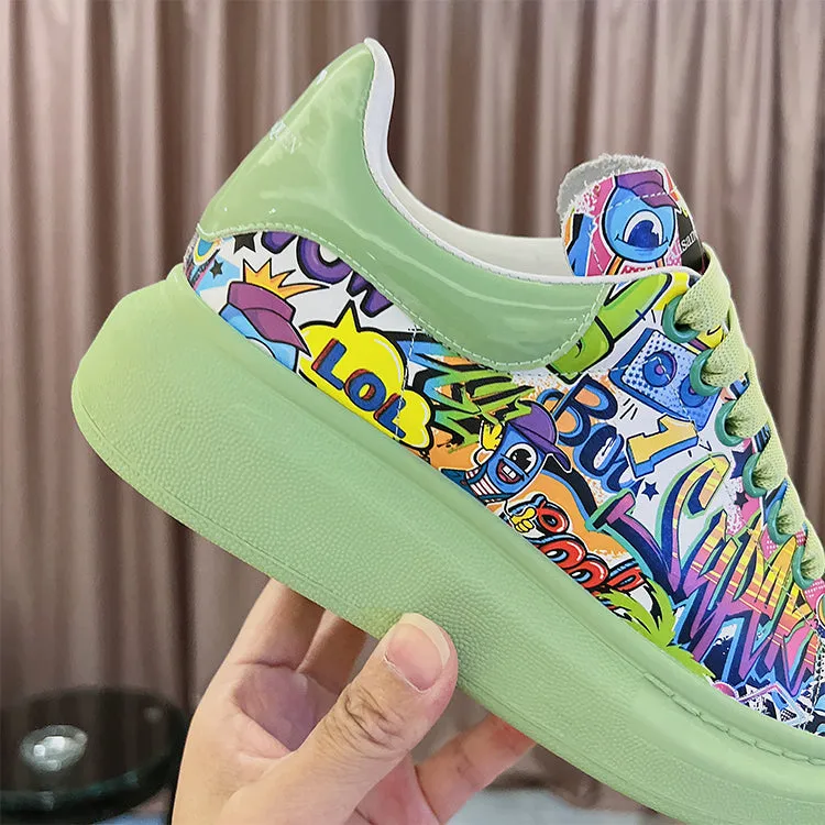 ALEXANDRO GRAHAM MACQUEEN HAND PAINTED GRAFFITI CHUNKY SOLE UNISEX SNEAKER