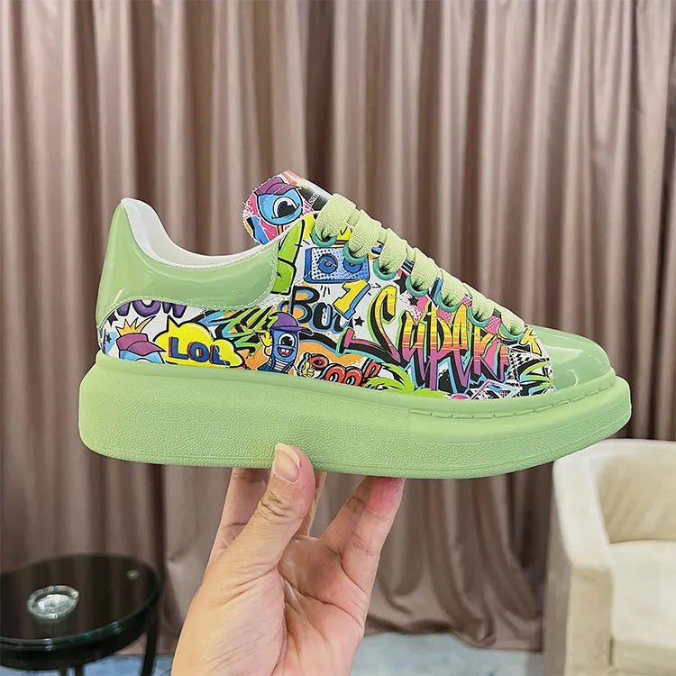 ALEXANDRO GRAHAM MACQUEEN HAND PAINTED GRAFFITI CHUNKY SOLE UNISEX SNEAKER