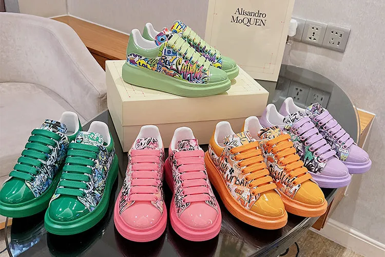 ALEXANDRO GRAHAM MACQUEEN HAND PAINTED GRAFFITI CHUNKY SOLE UNISEX SNEAKER