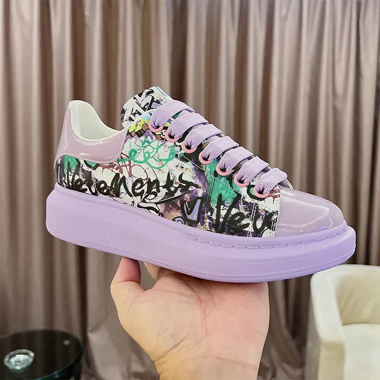ALEXANDRO GRAHAM MACQUEEN HAND PAINTED GRAFFITI CHUNKY SOLE UNISEX SNEAKER