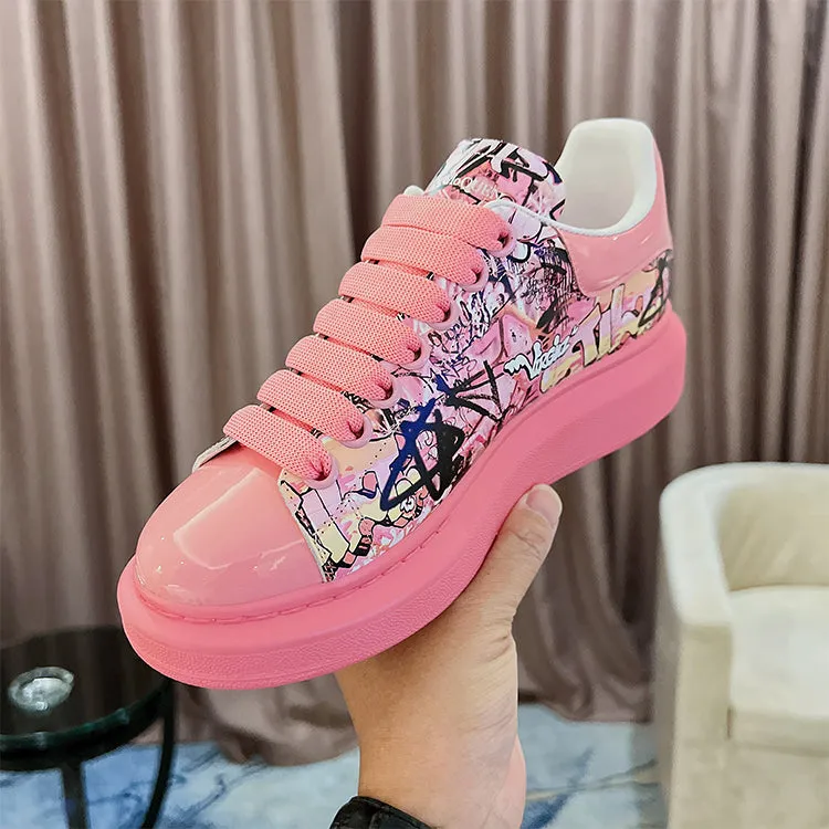 ALEXANDRO GRAHAM MACQUEEN HAND PAINTED GRAFFITI CHUNKY SOLE UNISEX SNEAKER