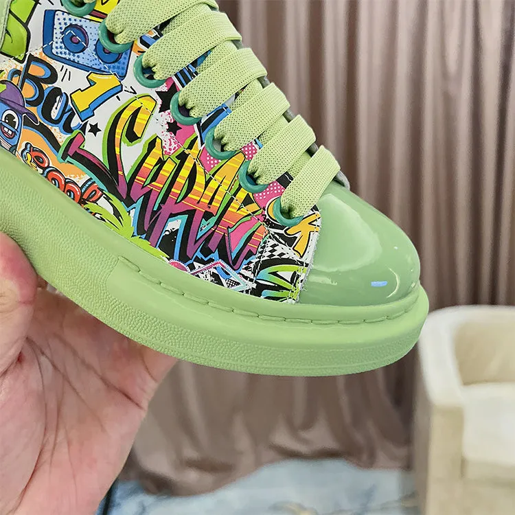 ALEXANDRO GRAHAM MACQUEEN HAND PAINTED GRAFFITI CHUNKY SOLE UNISEX SNEAKER