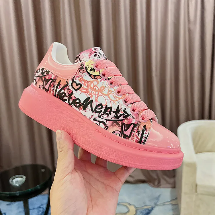 ALEXANDRO GRAHAM MACQUEEN HAND PAINTED GRAFFITI CHUNKY SOLE UNISEX SNEAKER