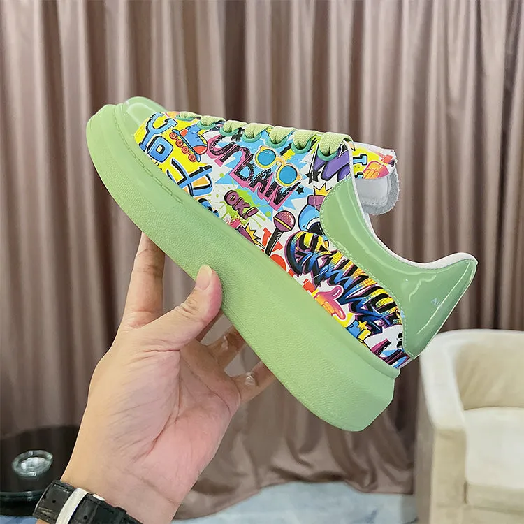 ALEXANDRO GRAHAM MACQUEEN HAND PAINTED GRAFFITI CHUNKY SOLE UNISEX SNEAKER