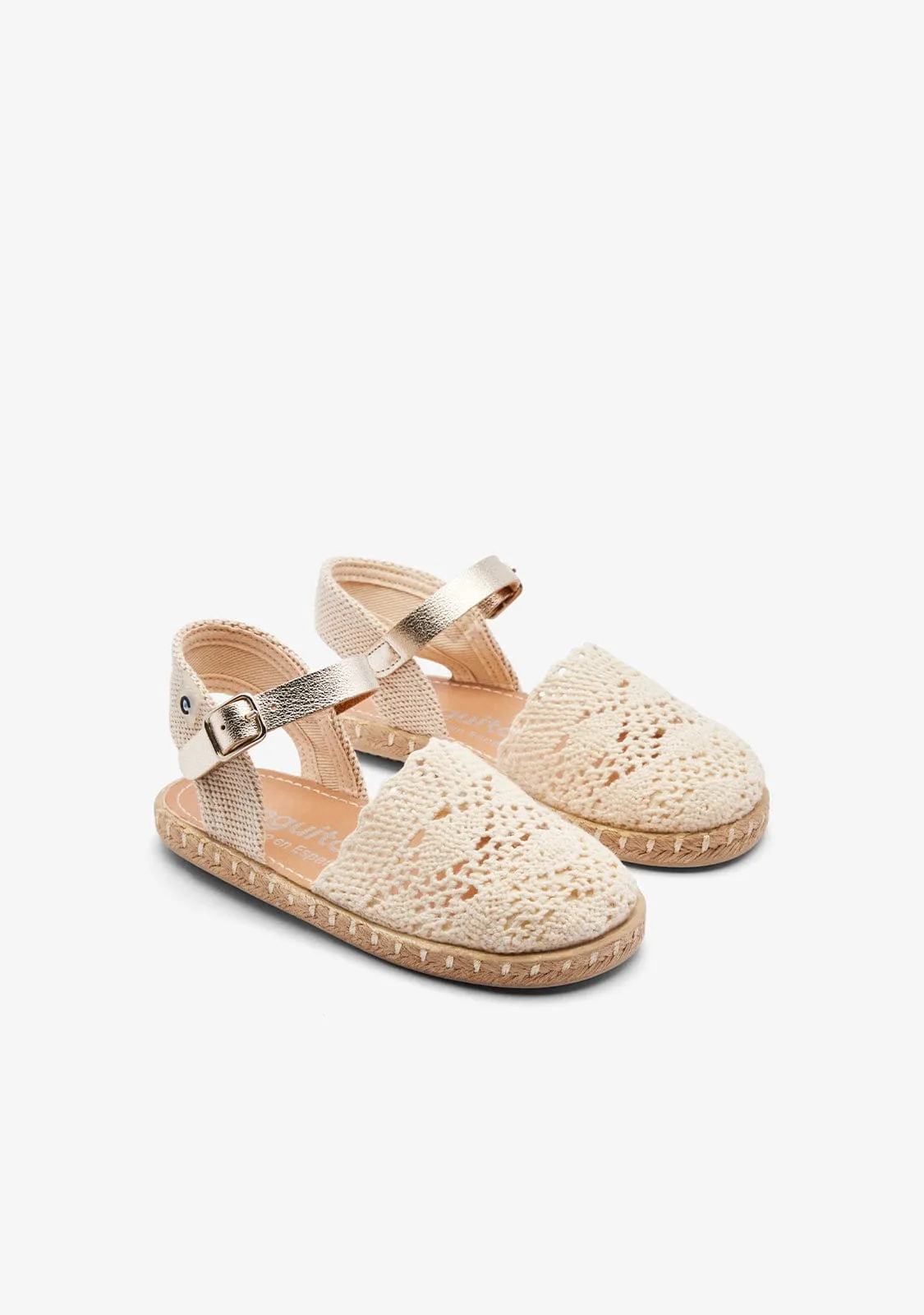 Beige Crochet Buckle Espadrilles