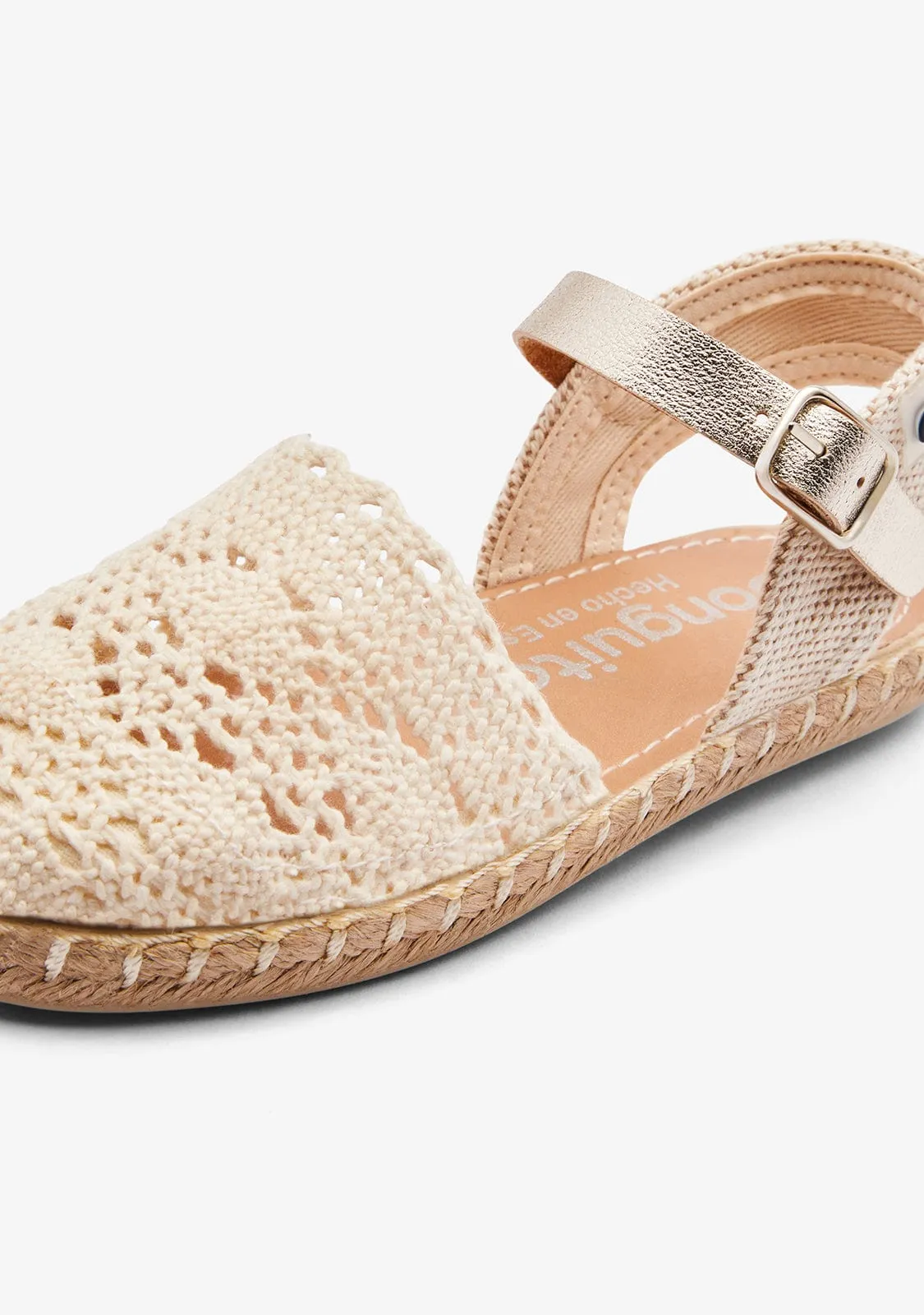Beige Crochet Buckle Espadrilles