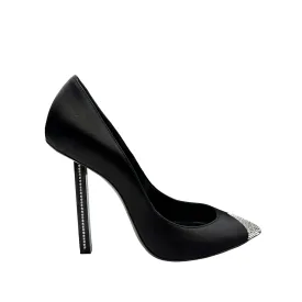 Black Satin & Crystals Heels - 8