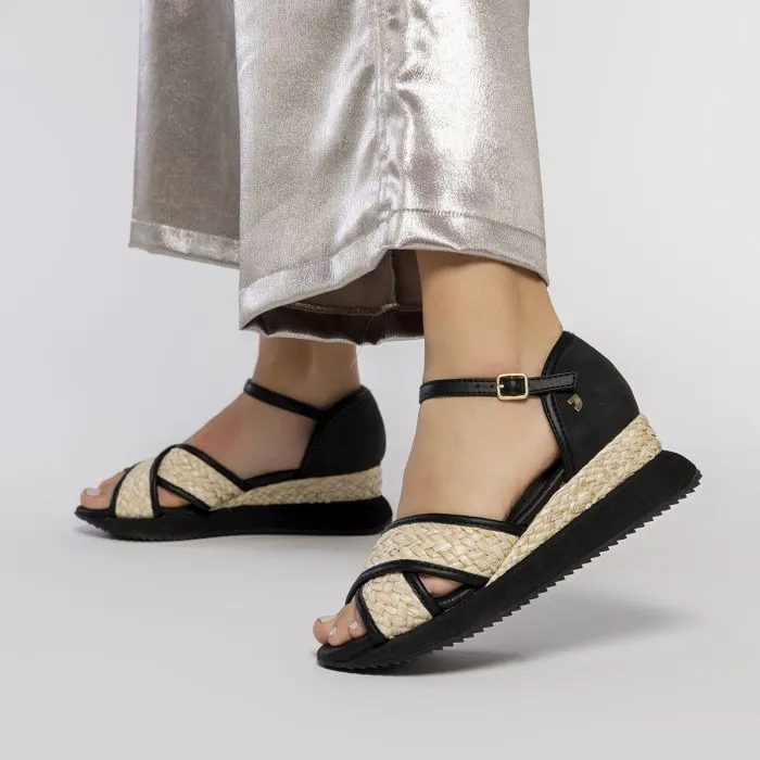 BLACK SPORTY SANDALS WITH 5,5CM HEELS