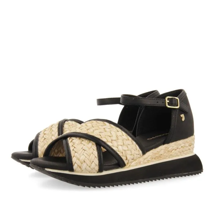 BLACK SPORTY SANDALS WITH 5,5CM HEELS