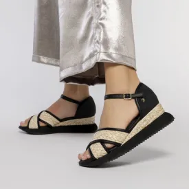 BLACK SPORTY SANDALS WITH 5,5CM HEELS