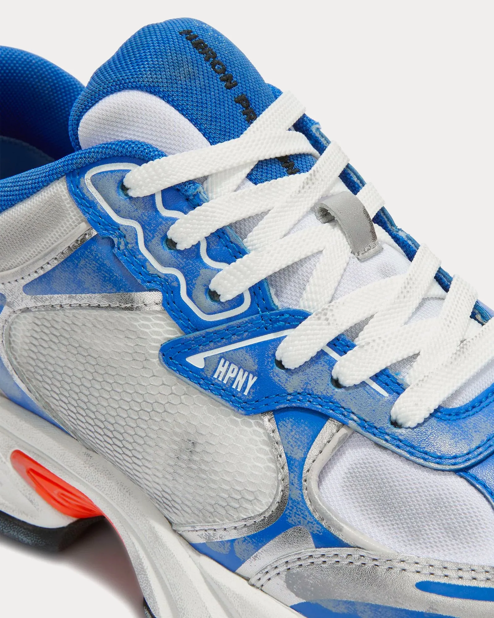 Block Stepper Vintage Leather Light Grey / Blue Low Top Sneakers