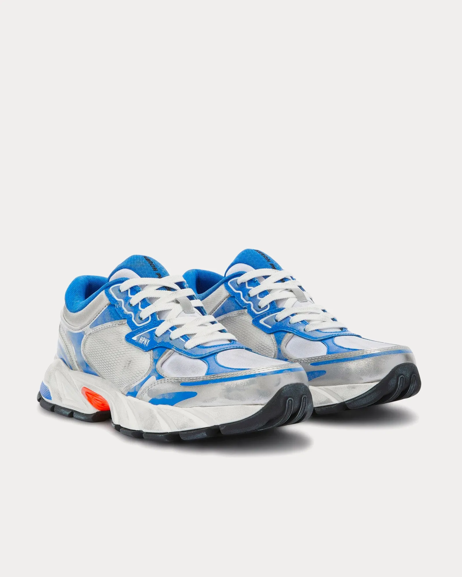 Block Stepper Vintage Leather Light Grey / Blue Low Top Sneakers