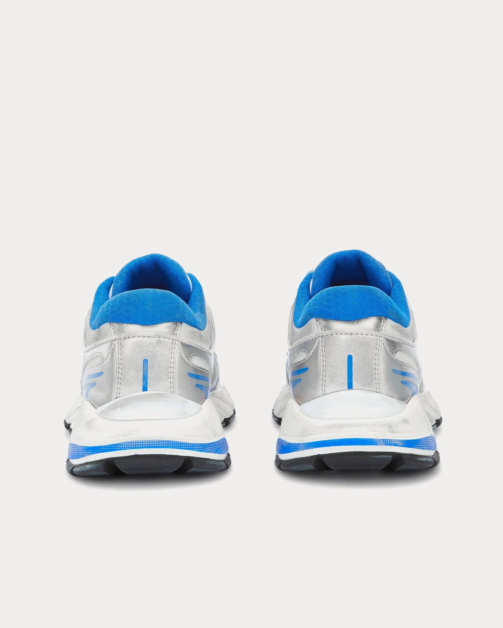 Block Stepper Vintage Leather Light Grey / Blue Low Top Sneakers