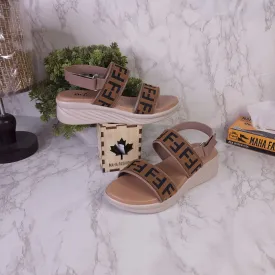 Camel Sandals in Wedge