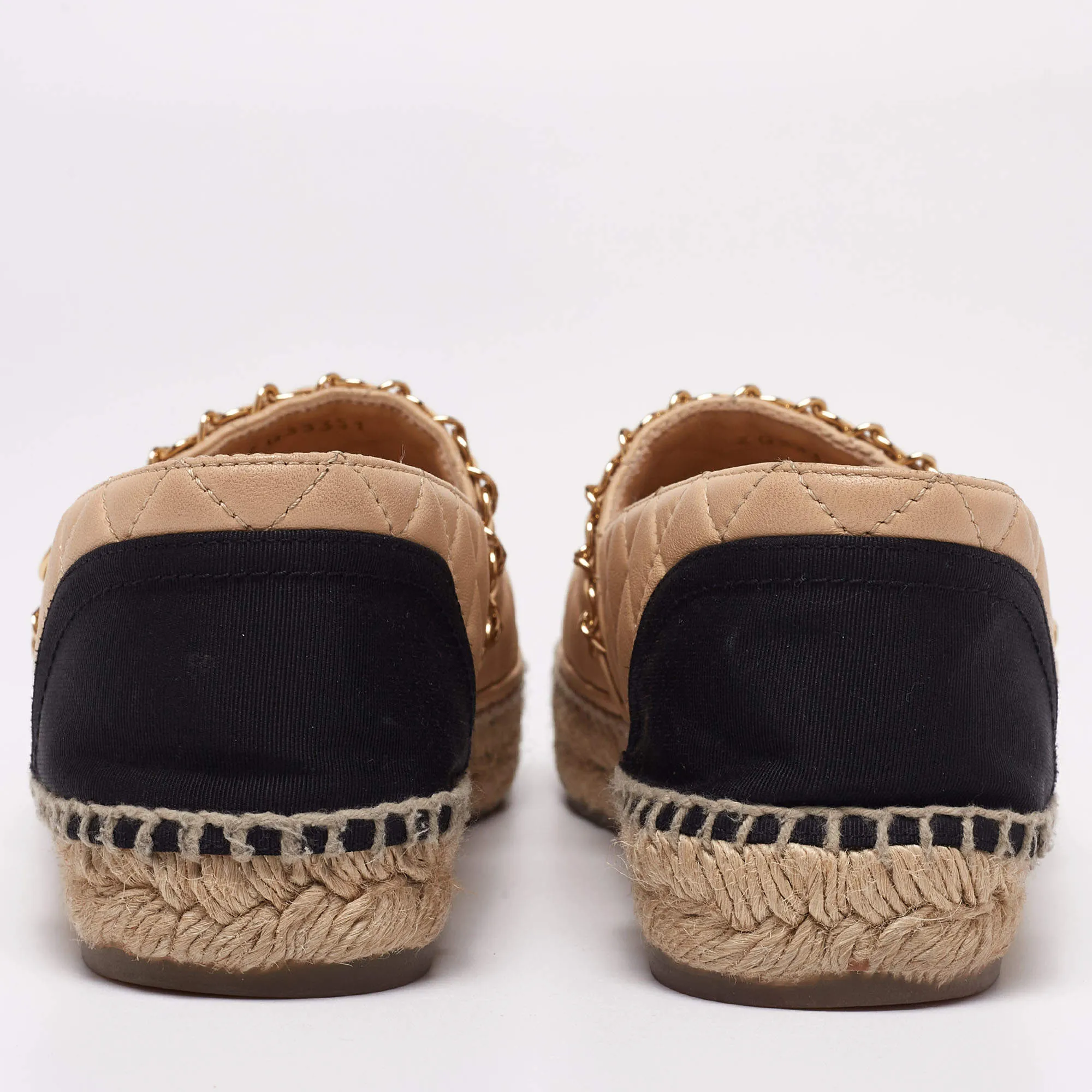 CHANEL QUILTED LEATHER CAP TOE ESPADRILLES