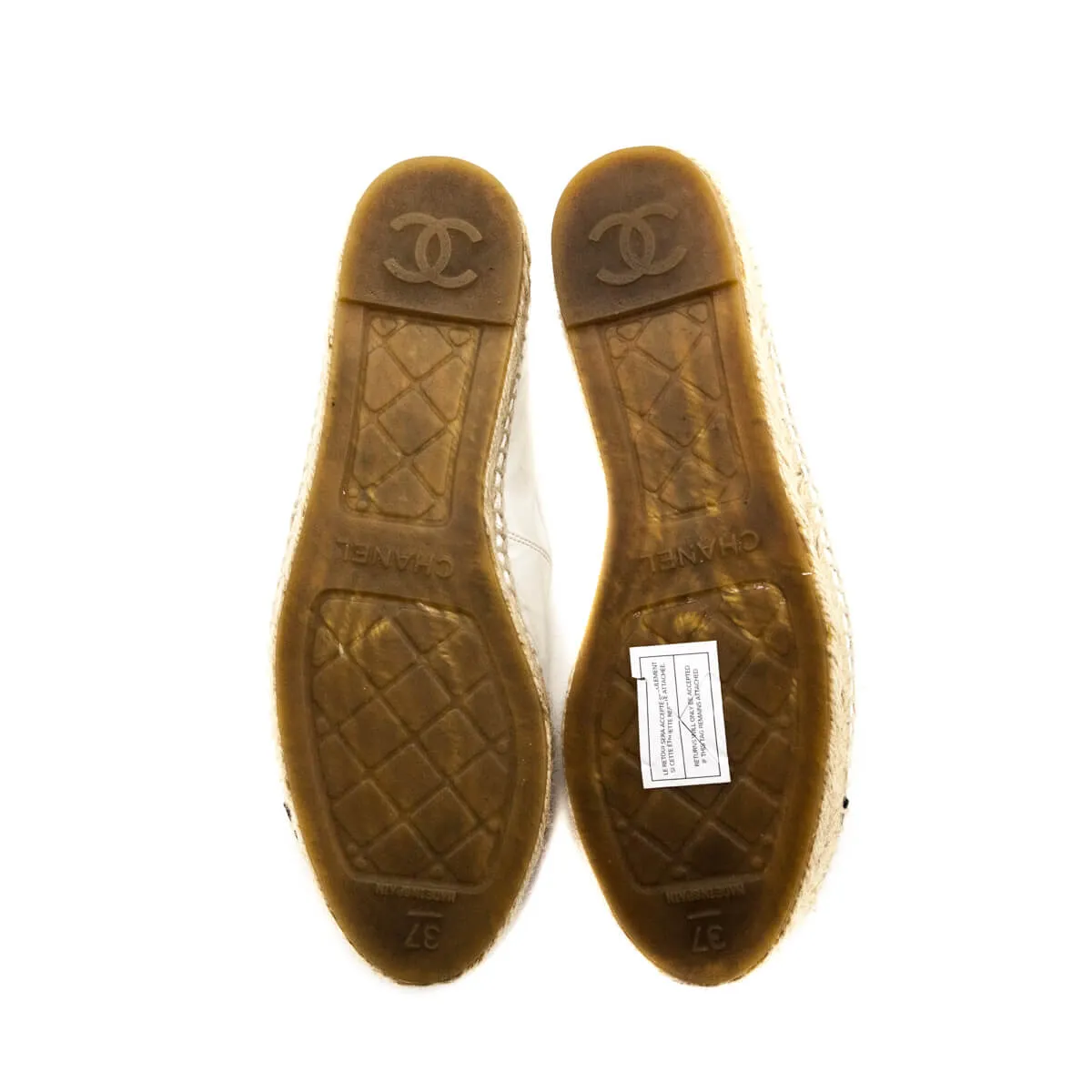 Chanel White & Black Patent Leather CC Espadrilles Size 7 | EU 37