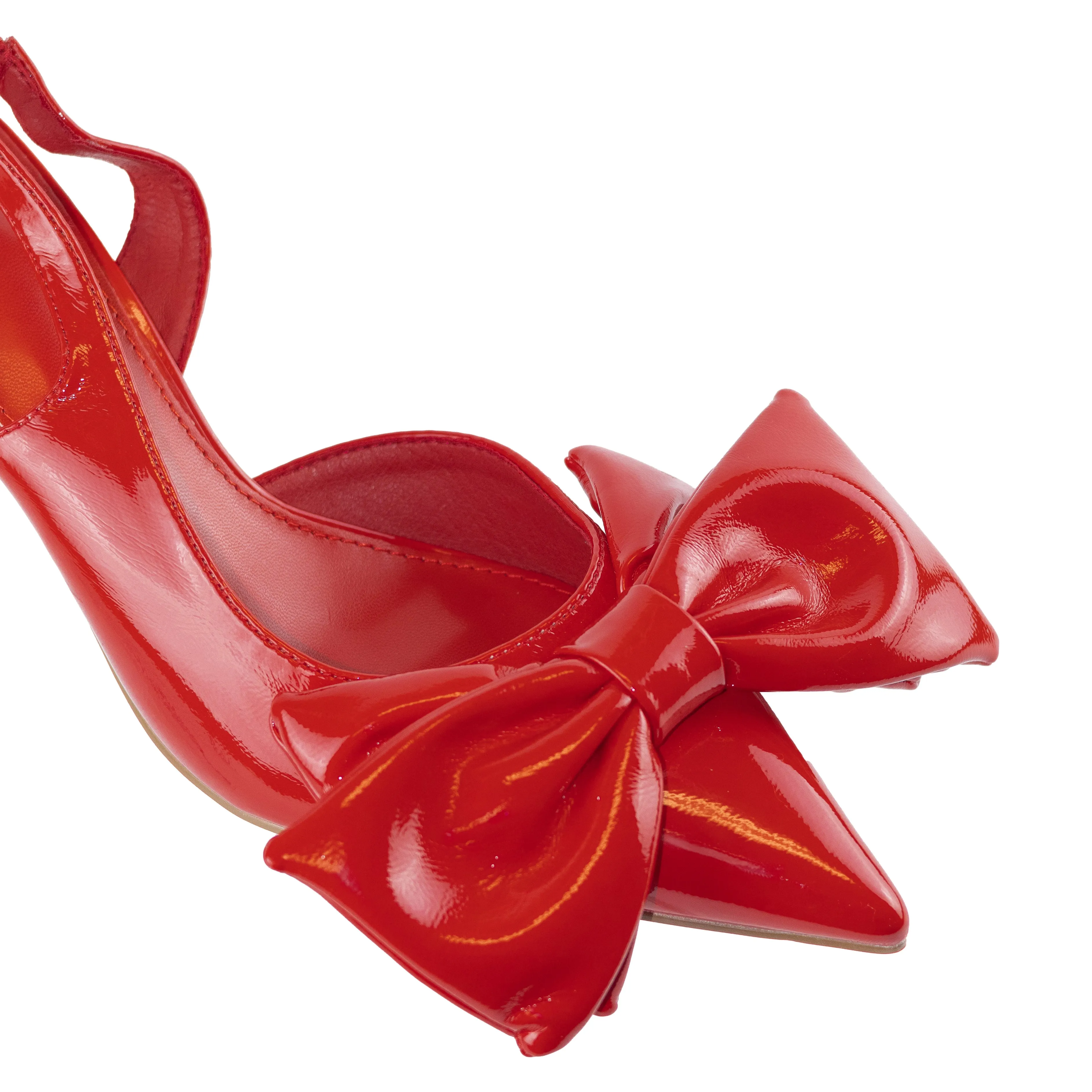 Cynthia - Pointed Toe Slingback Heels, Block Mid Heel & Bow Design, Perfect for Adding Sophistication to Any Outfit