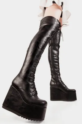 Don't Fold Chunky Platform Thigh High Boots