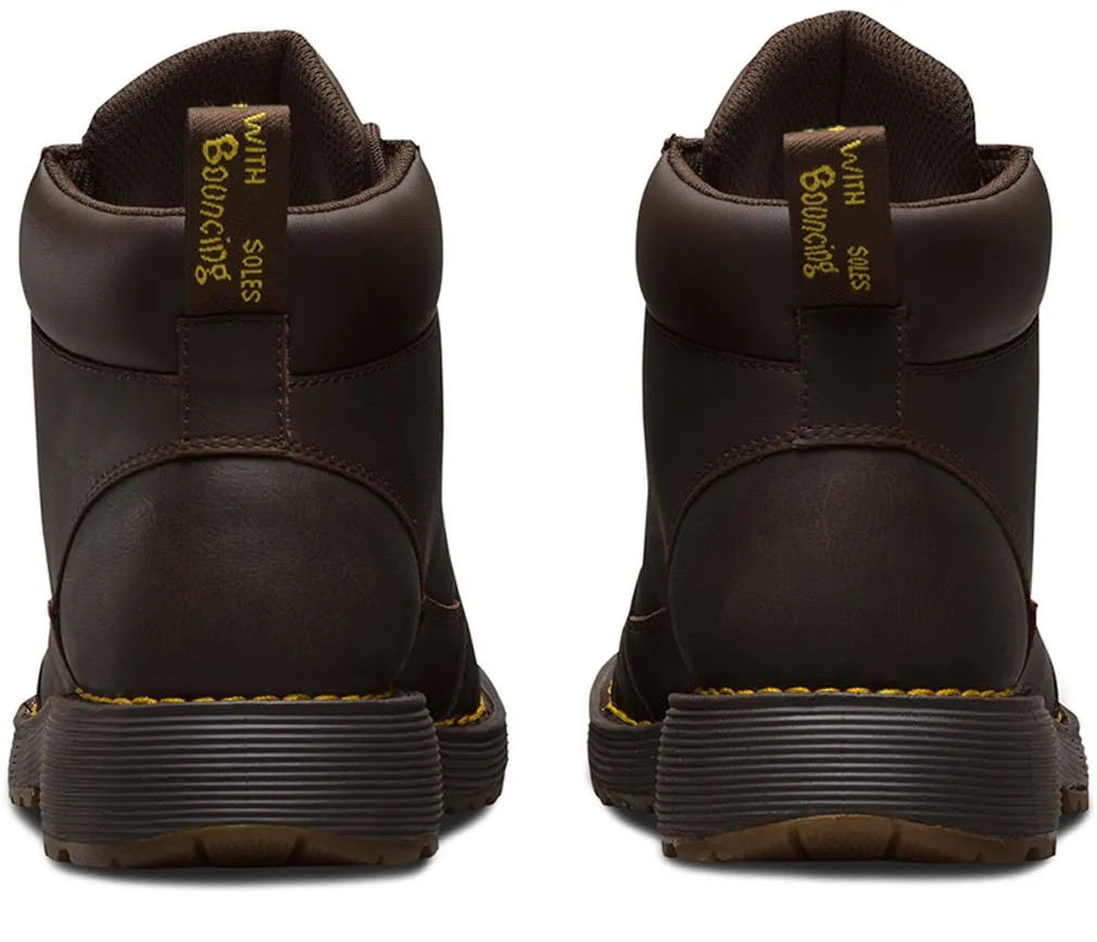 Dr. Martens Trae Dark Brown Comfortable Lace Up Casual Work Mens Boots
