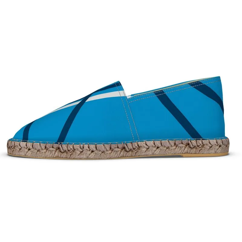 Espadrilles blue and white striped print