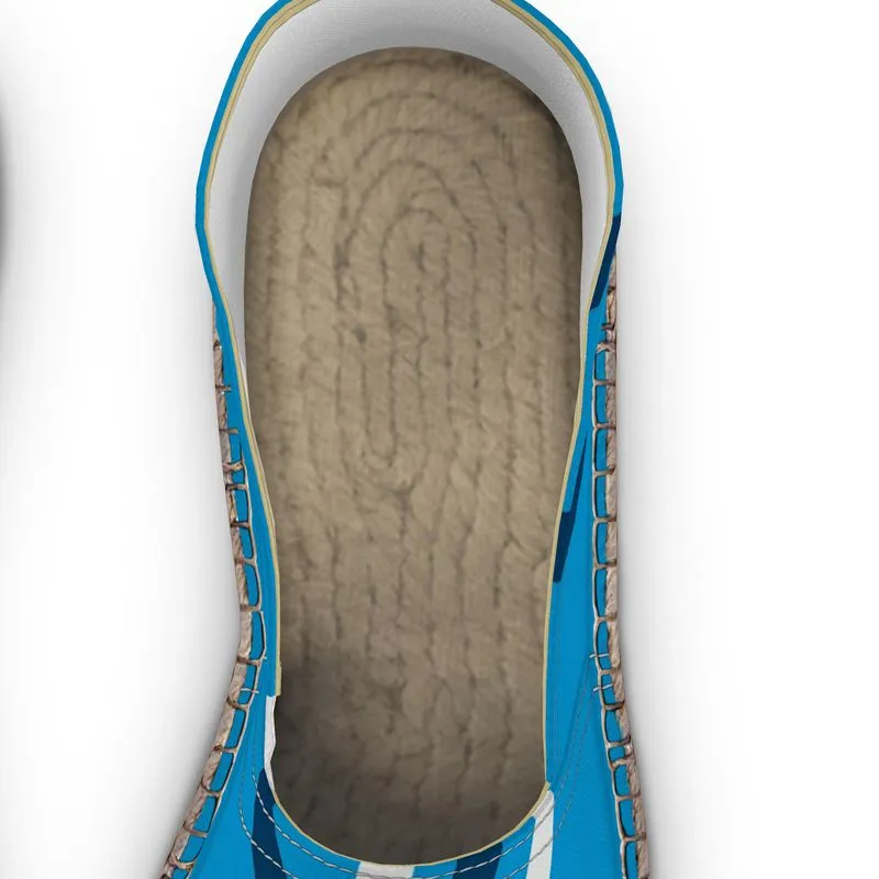 Espadrilles blue and white striped print