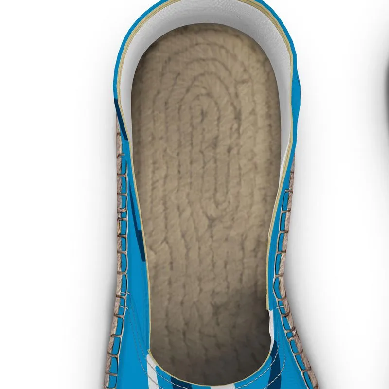 Espadrilles blue and white striped print