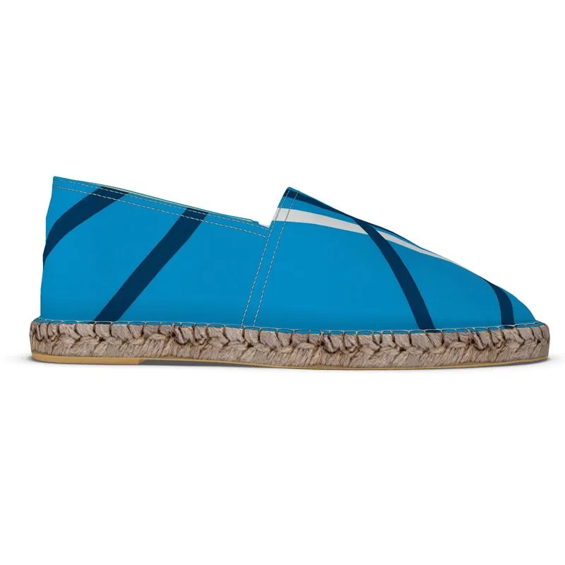 Espadrilles blue and white striped print