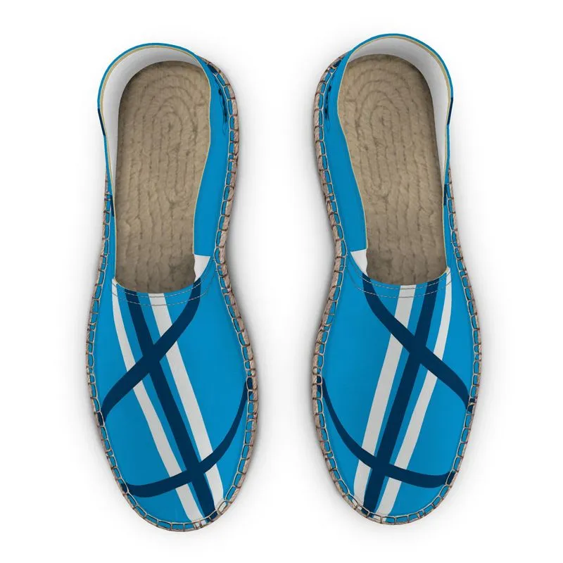 Espadrilles blue and white striped print