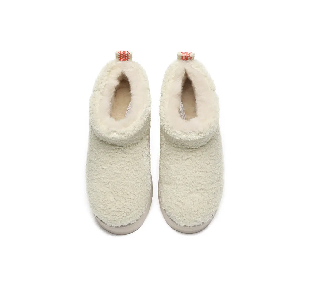 EVERAU® UGG Sheepskin Wool Plush Ankle Boots Ultra Platform Teddycozy