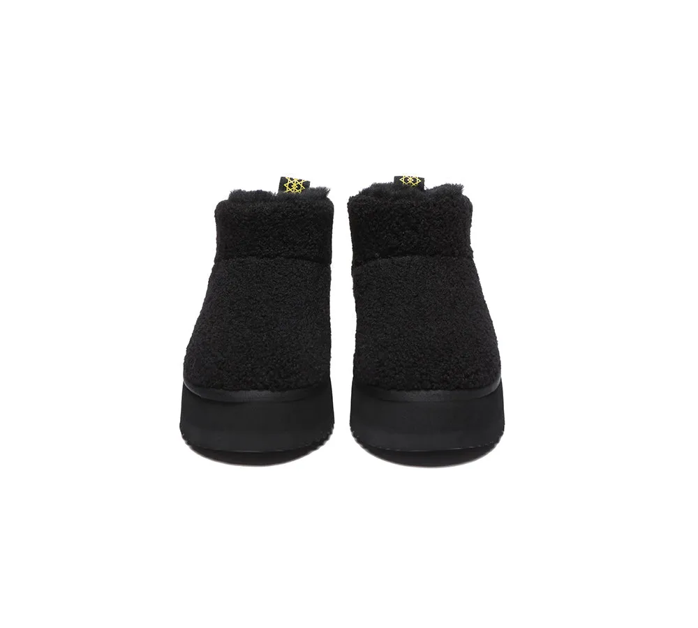 EVERAU® UGG Sheepskin Wool Plush Ankle Boots Ultra Platform Teddycozy
