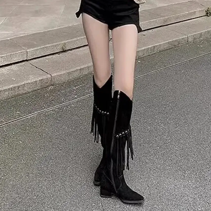 Funki Buys | Boots | Women's Faux Suede Leather Fringe Boots