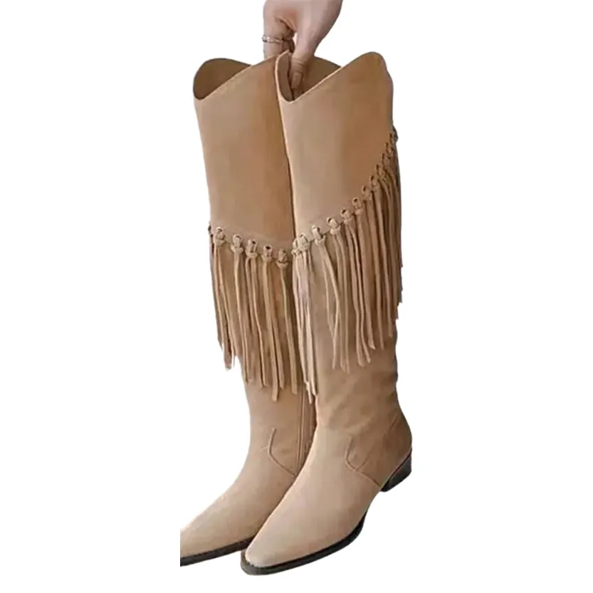 Funki Buys | Boots | Women's Faux Suede Leather Fringe Boots