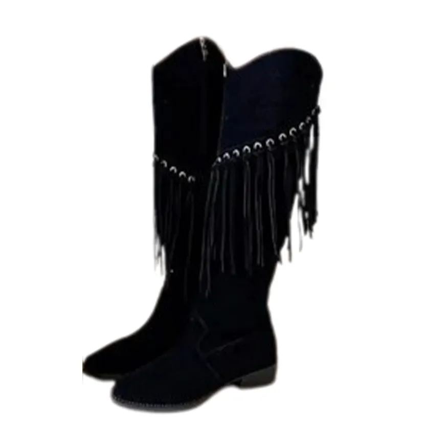 Funki Buys | Boots | Women's Faux Suede Leather Fringe Boots