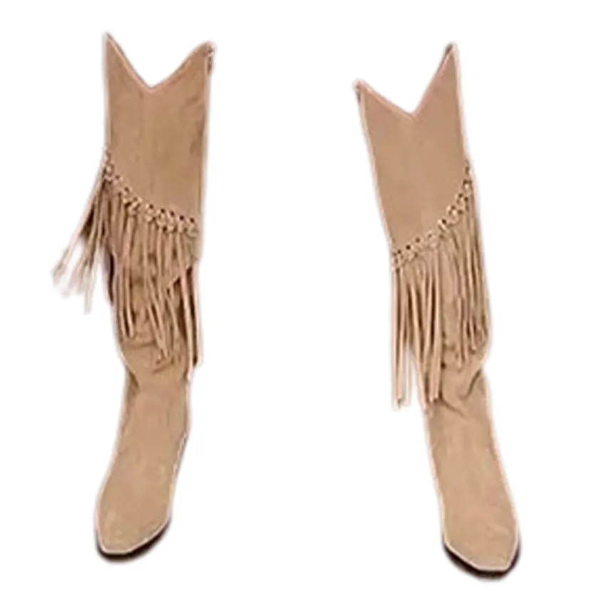 Funki Buys | Boots | Women's Faux Suede Leather Fringe Boots