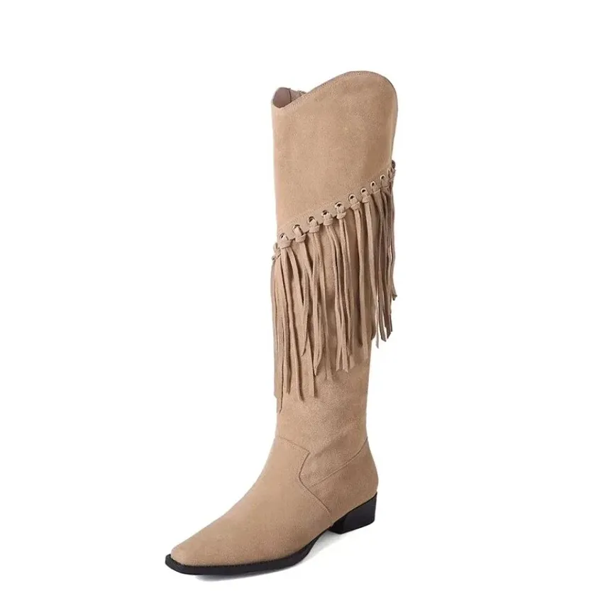 Funki Buys | Boots | Women's Faux Suede Leather Fringe Boots