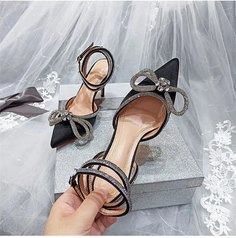 Glitter Rhinestones satin Transparent Pumps Shoes
