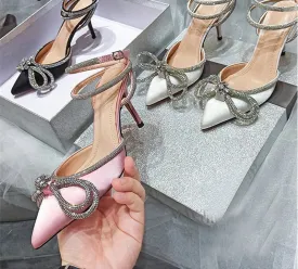 Glitter Rhinestones satin Transparent Pumps Shoes