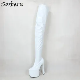 Gothic Majesty: Sorbern 20cm Block Heels Thigh-High Boots for the Fearless Queen – Customizable Cosplay & Fetish Platform Boots