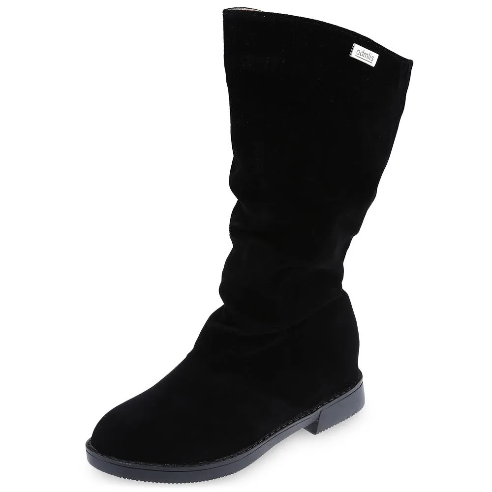 Graceful Solid Color Flat Sole Ladies High Leg Boots