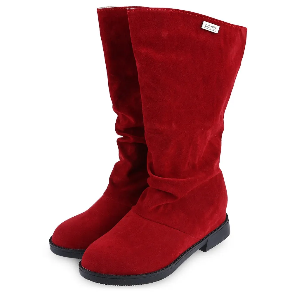 Graceful Solid Color Flat Sole Ladies High Leg Boots