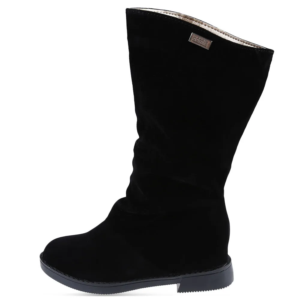 Graceful Solid Color Flat Sole Ladies High Leg Boots
