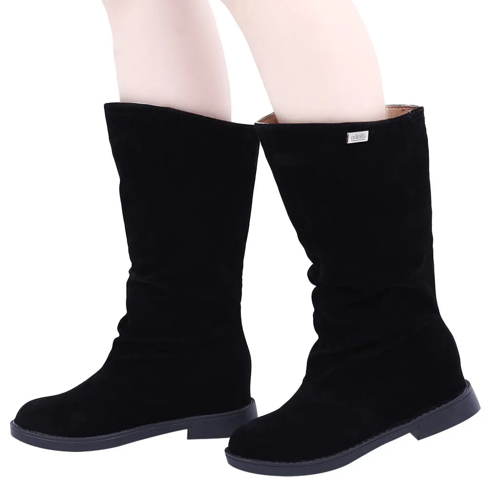 Graceful Solid Color Flat Sole Ladies High Leg Boots