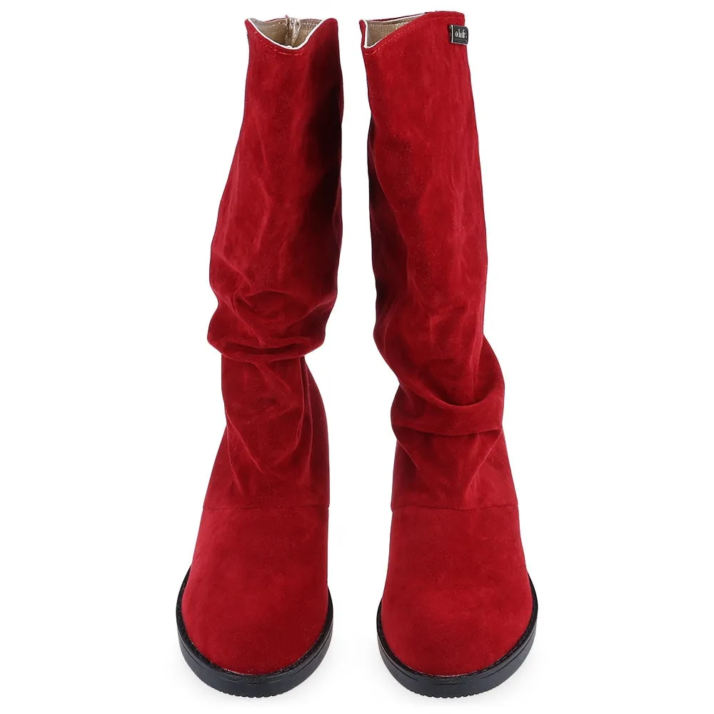 Graceful Solid Color Flat Sole Ladies High Leg Boots