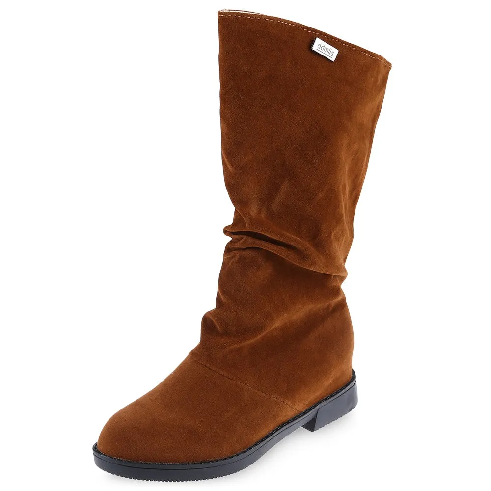 Graceful Solid Color Flat Sole Ladies High Leg Boots