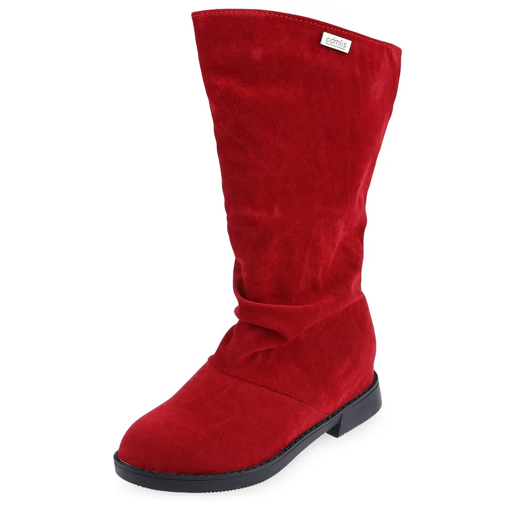Graceful Solid Color Flat Sole Ladies High Leg Boots