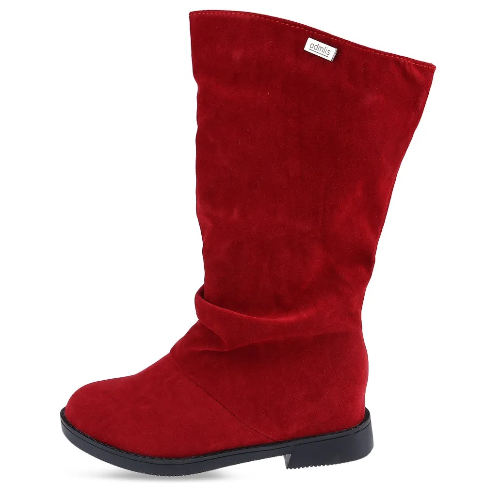Graceful Solid Color Flat Sole Ladies High Leg Boots