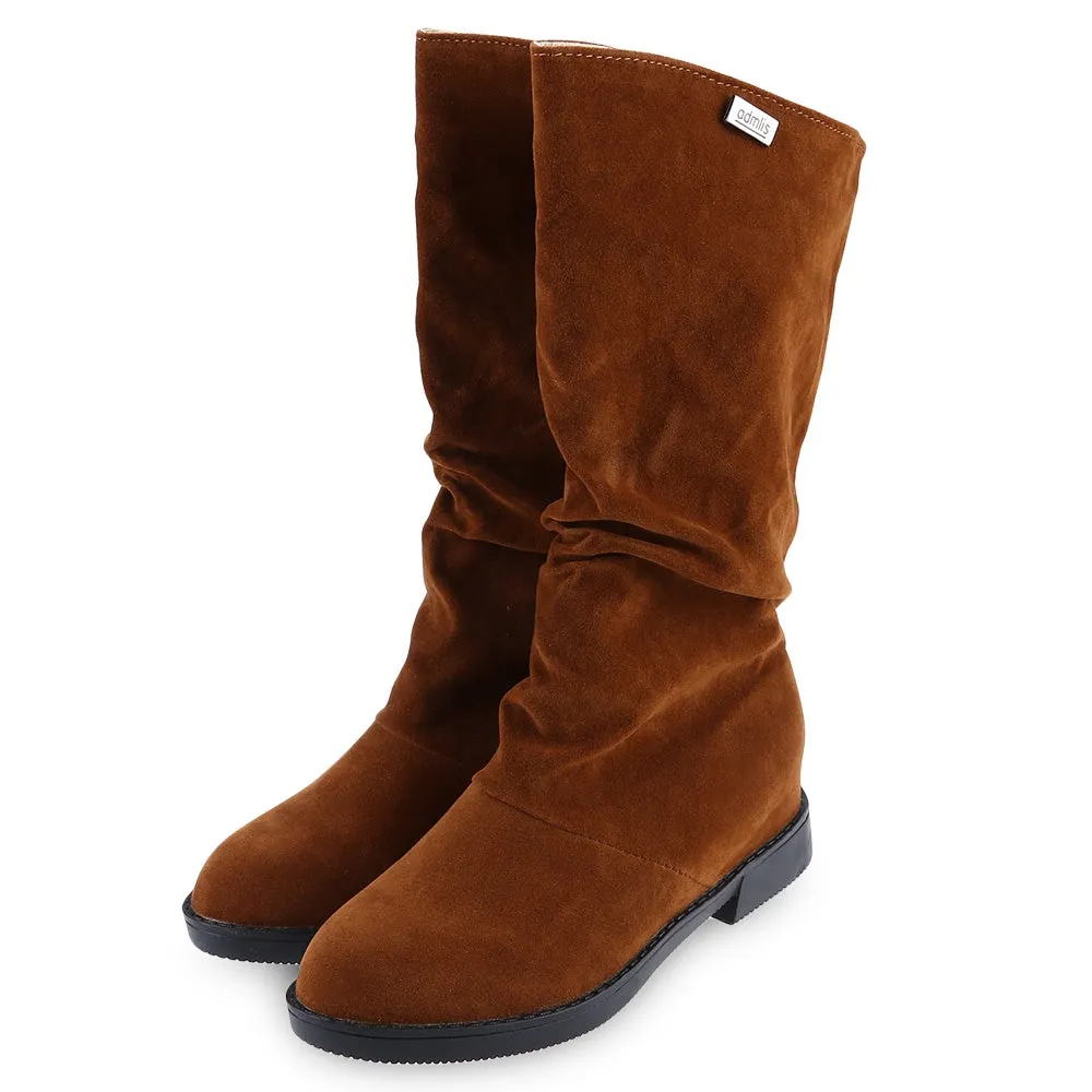 Graceful Solid Color Flat Sole Ladies High Leg Boots
