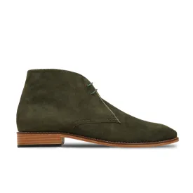 Handmade Custom suede Leather Olive Green Dress Chukka Boots For Men