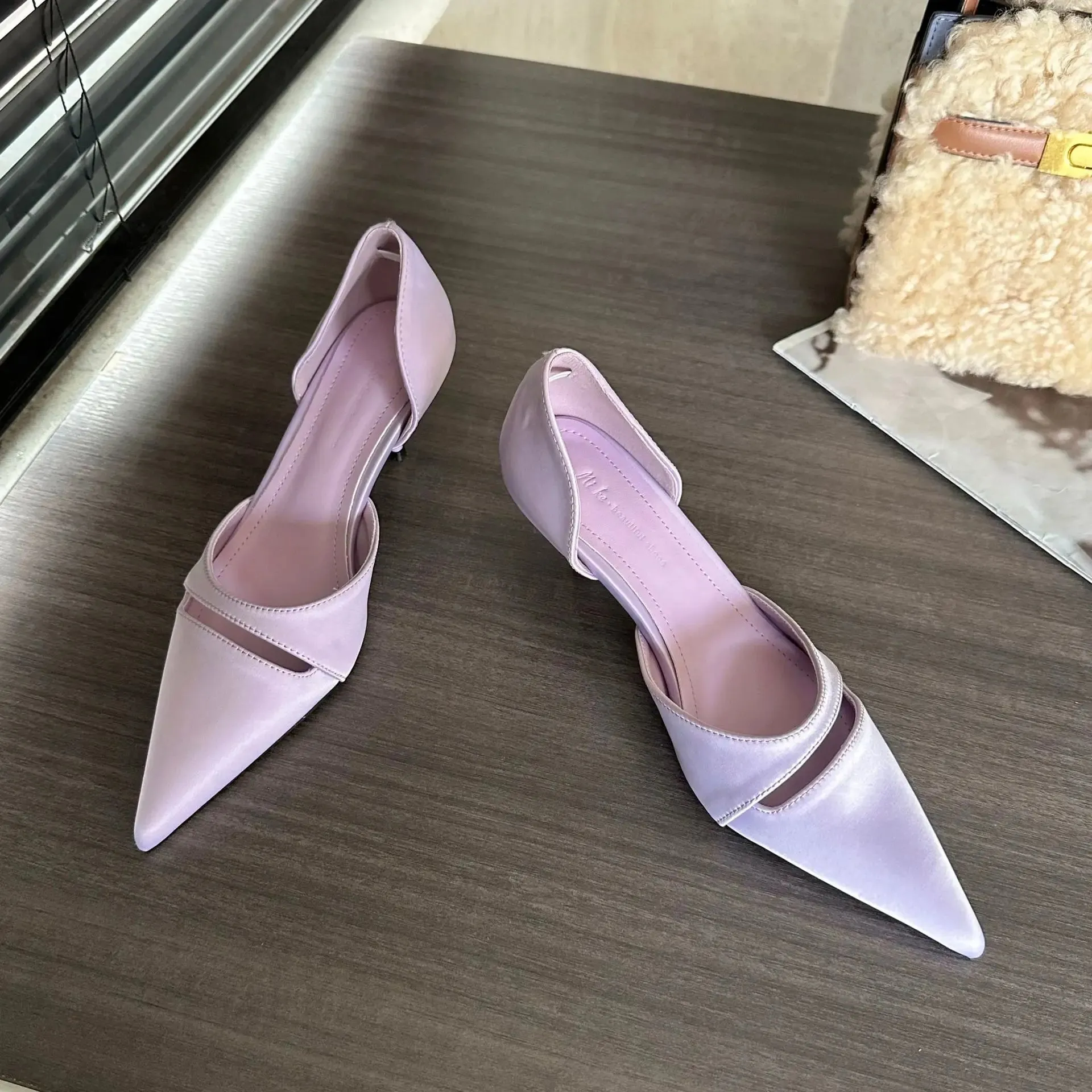 Hnzxzm Pointed Toe Pumps Women Summer 2024 New Sandals Female Slingback High Heels Designer Brand Comfy Elegance Low Heel Office Shoes
