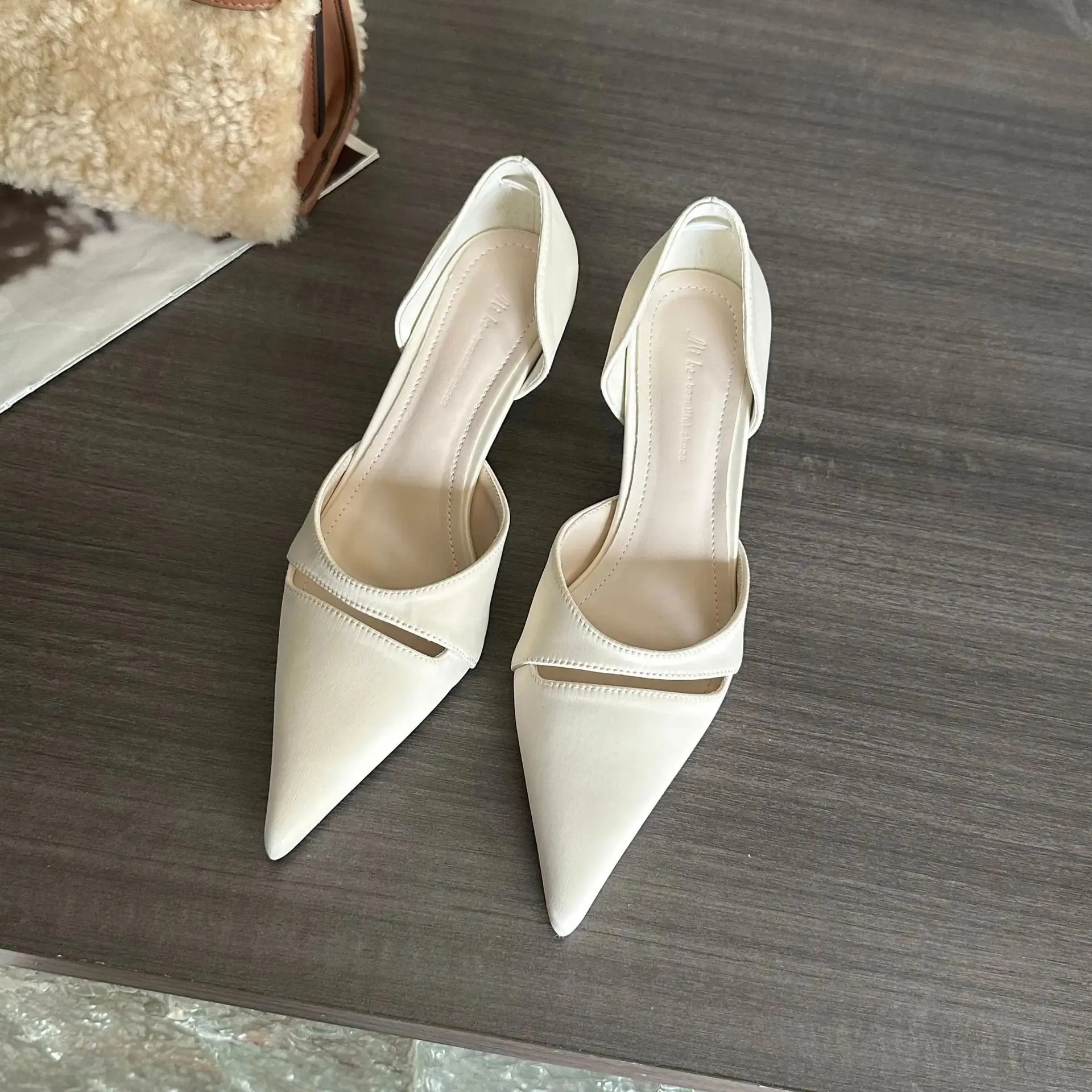 Hnzxzm Pointed Toe Pumps Women Summer 2024 New Sandals Female Slingback High Heels Designer Brand Comfy Elegance Low Heel Office Shoes